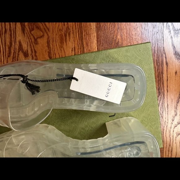 NIB Gucci Transparent Clear Jelly Platform Slide Sandals Sz 38 - Picture 4 of 6